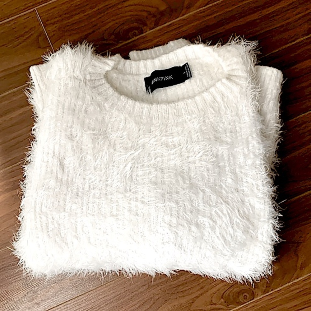 MINKPINK Fuzzy White Sweater